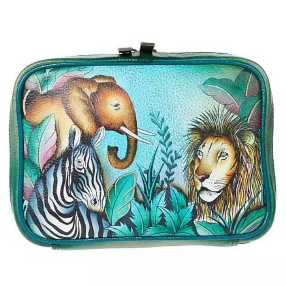 Anuschka Hand-Painted Leather Zippered Jewelry Case